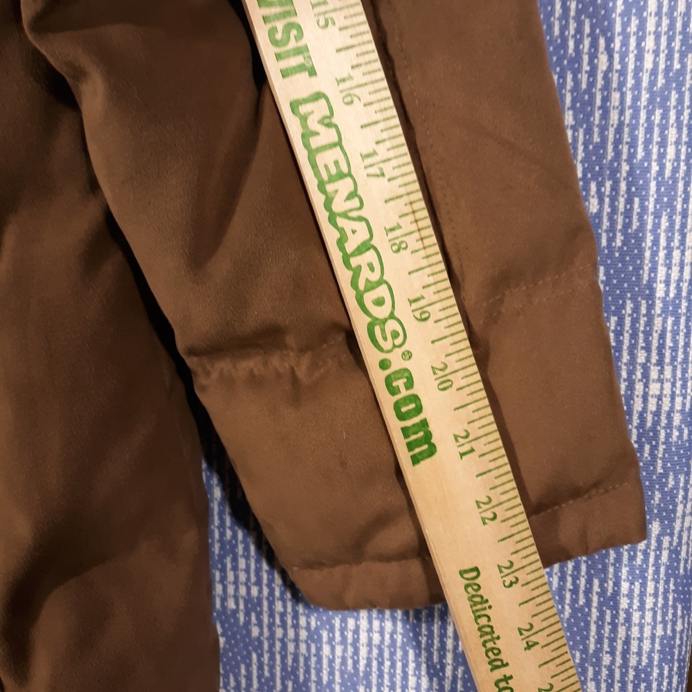 L.L. Bean Puffer Coat Jacket Womens Large Petite Goose Down Faux Fur Trim Brown - Picture 9 of 13